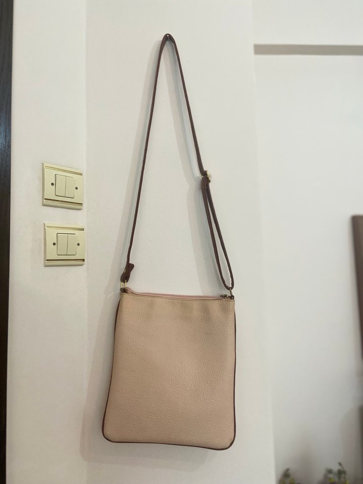 Bej Deri Kadın Çanta Fermuarlı - Görsel 2