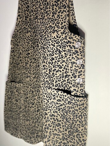 s Beden Leopar Desenli Elbise (Salopet)