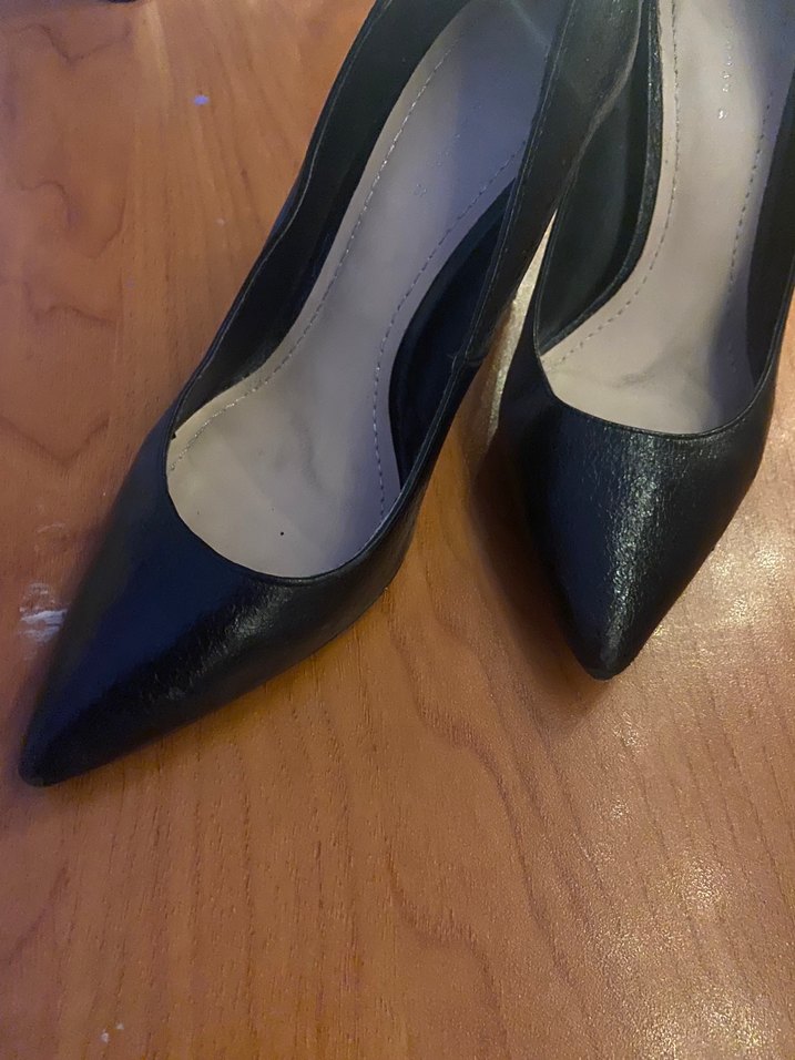 Siyah Deri Stiletto Tokalı Topuklu - Görsel 3