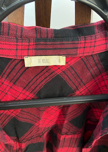 Kadın Kırmızı Kareli Düğmeli Salaş Gömlek - Görsel 3