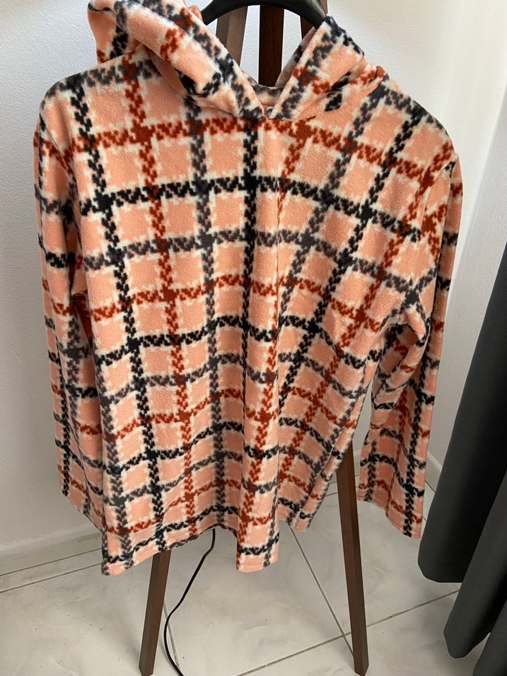 Kadın Kapüşonlu Pastel Kahverengi Batik Sweatshirt - Görsel 2