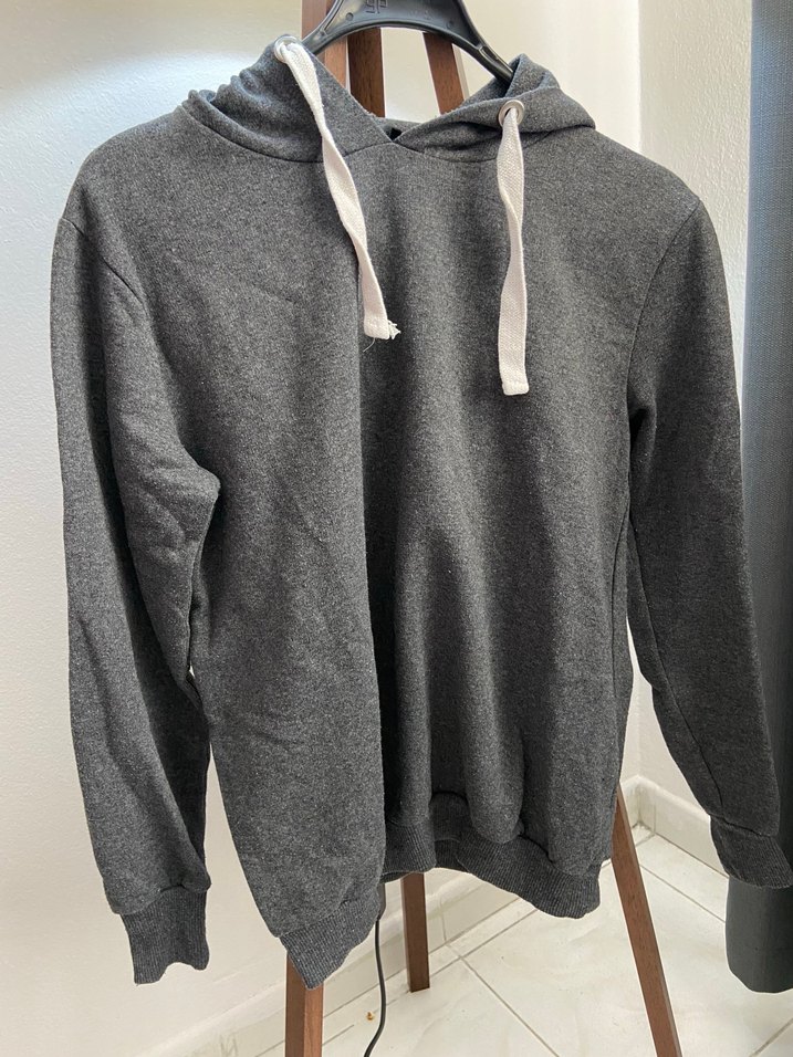 Gri Kapüşonlu Kadın Sweatshirt - Görsel 2