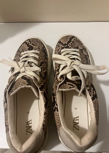 38 Beden kahverengi Renk Zara Yılan Desenli Platform Spor Ayakkabı