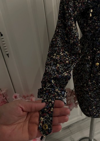 Çiçek Desenli Kadın Uzun Yağmurluk - Görsel 7