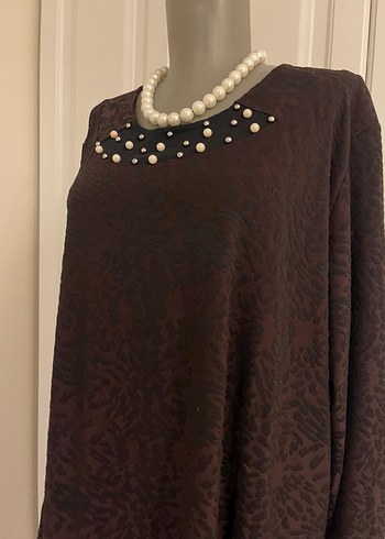 Boncuk Detaylı Siyah Uzun Kollu Uzun Elbise - Görsel 4