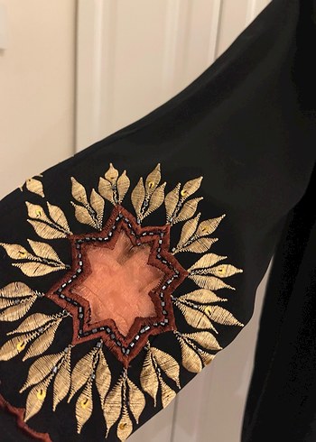 Boncuk İşlemeli Siyah Uzun Kadın Elbise - Görsel 6