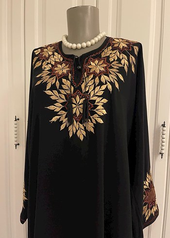 Boncuk İşlemeli Siyah Uzun Kadın Elbise - Görsel 3