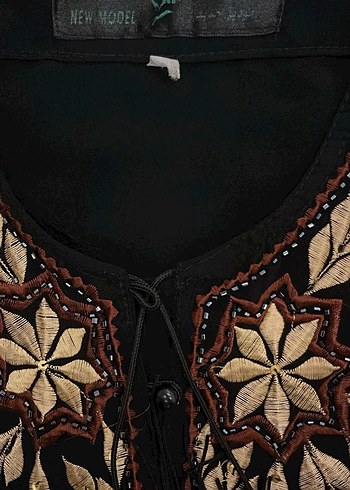 Boncuk İşlemeli Siyah Uzun Kadın Elbise - Görsel 8