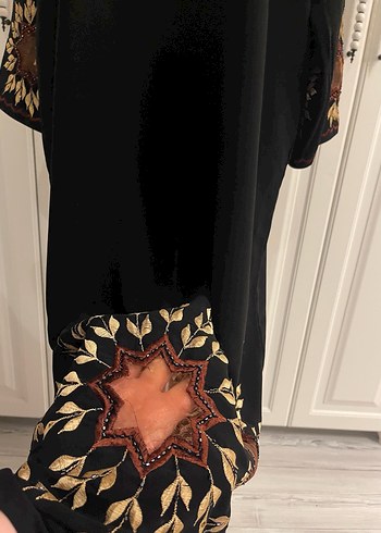 Boncuk İşlemeli Siyah Uzun Kadın Elbise - Görsel 9