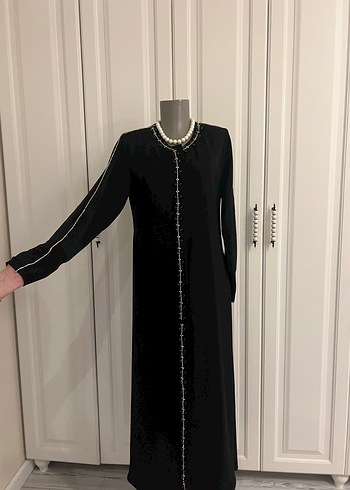 Boncuk İşlemeli Siyah Ferace - Görsel 5