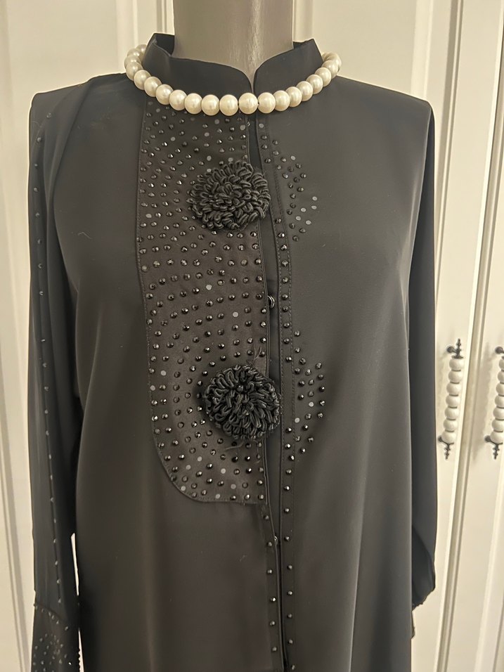 Uzun Siyah Gotik Kadın Elbise - Görsel 3