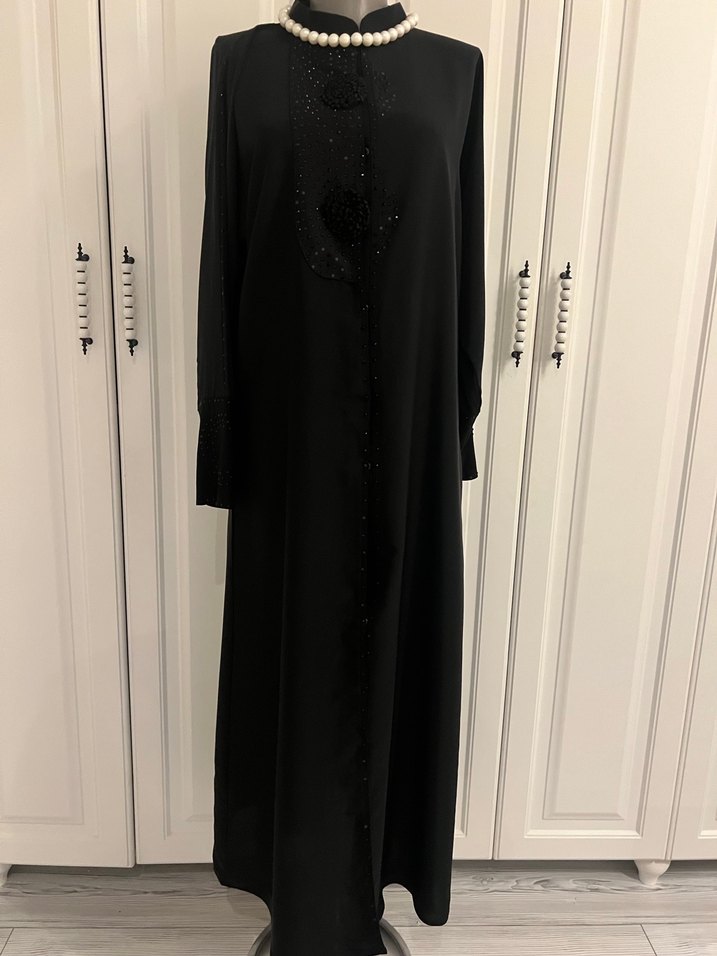 Uzun Siyah Gotik Kadın Elbise - Görsel 5