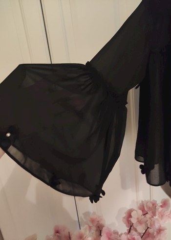 Uzun Kollu Siyah Gotik Mini Bluz - Görsel 3