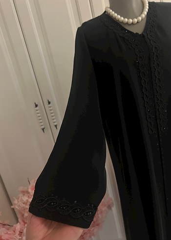 Boncuk İşlemeli Siyah Ferace - Görsel 5