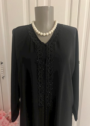 Boncuk İşlemeli Siyah Ferace - Görsel 6