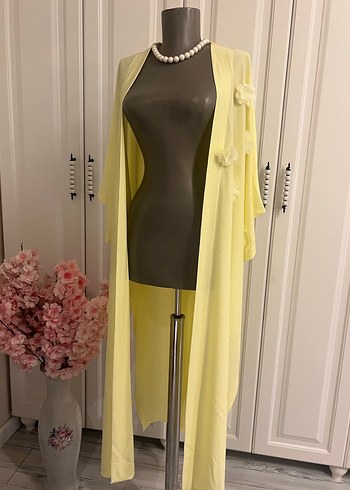 Sarı Bağlama Desenli hırka - Görsel 4