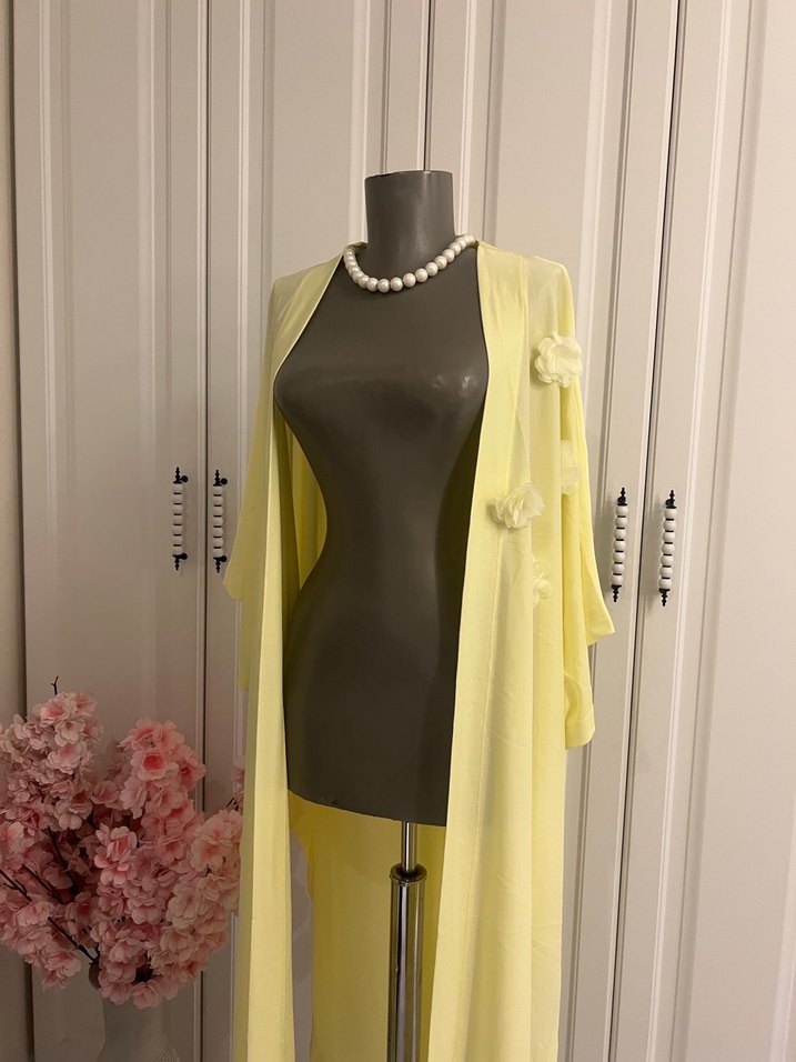 Sarı Bağlama Desenli  hırka - Görsel 5