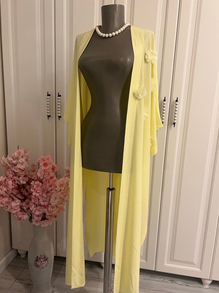 Sarı Bağlama Desenli  hırka - Görsel 4