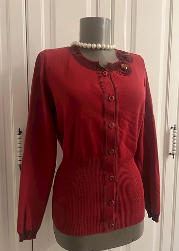 Bordo Vintage Düğmeli Kadın kazak - Görsel 7