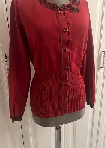 Bordo Vintage Düğmeli Kadın kazak - Görsel 6