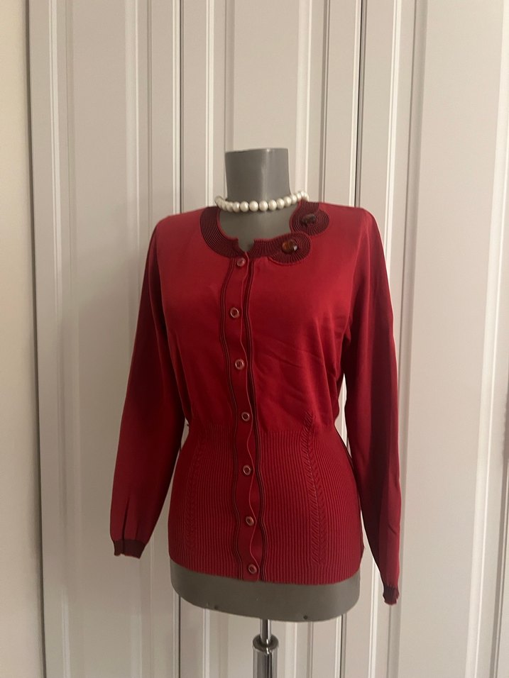 Bordo Vintage Düğmeli Kadın kazak - Görsel 4