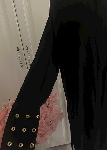 Düğmeli Siyah Uzun elbise tunik - Görsel 2