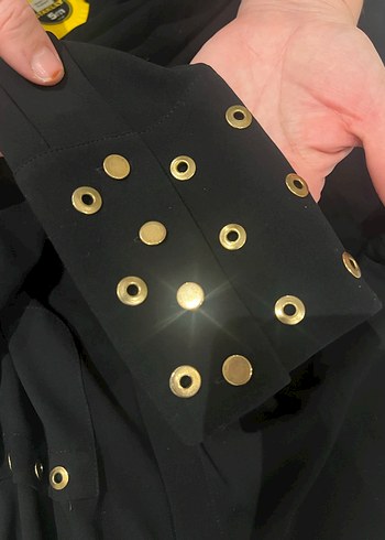 Düğmeli Siyah Uzun elbise tunik - Görsel 6