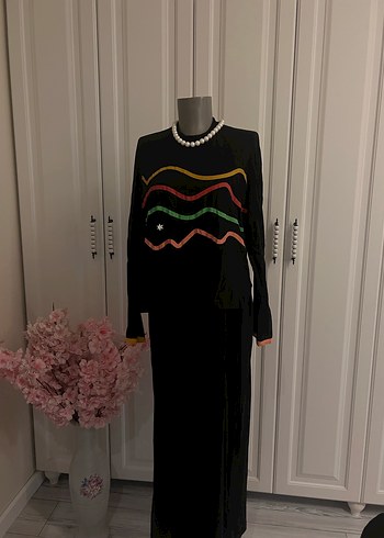 Kadın Çok Renkli Uzun Kollu Drapeli Elbise - Görsel 3