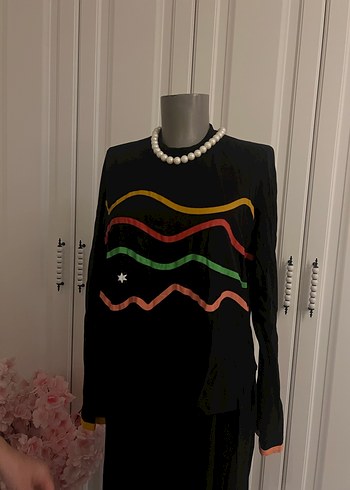 Kadın Çok Renkli Uzun Kollu Drapeli Elbise - Görsel 2