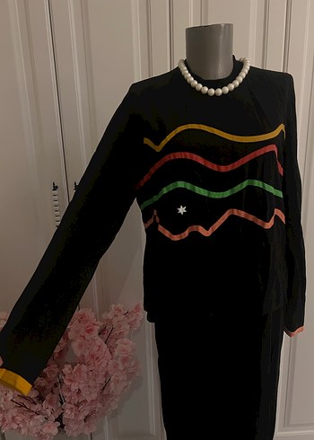 Kadın Çok Renkli Uzun Kollu Drapeli Elbise - Görsel 5