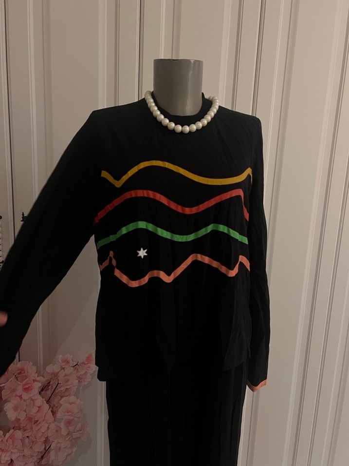 Kadın Çok Renkli Uzun Kollu Drapeli Elbise - Görsel 4