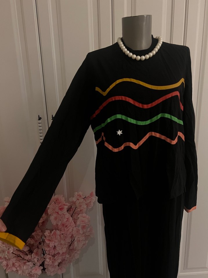 Kadın Çok Renkli Uzun Kollu Drapeli Elbise - Görsel 5