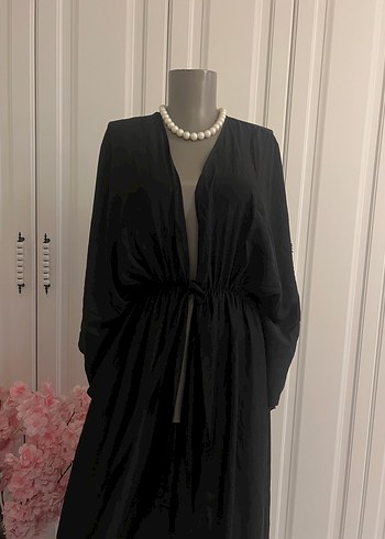 Siyah V Yaka Uzun Drapeli Kadın hırka - Görsel 3