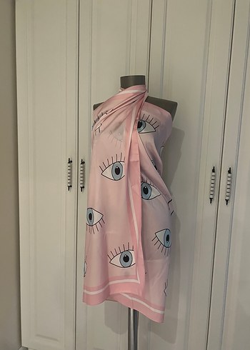 Pembe Dökümlü Saten Kadın pareo - Görsel 4