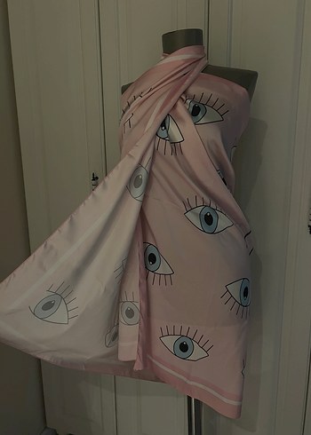 Pembe Dökümlü Saten Kadın pareo - Görsel 5