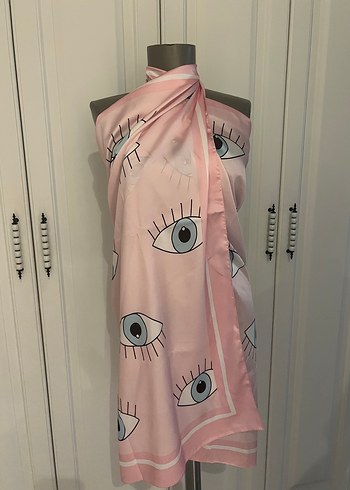 Pembe Dökümlü Saten Kadın pareo