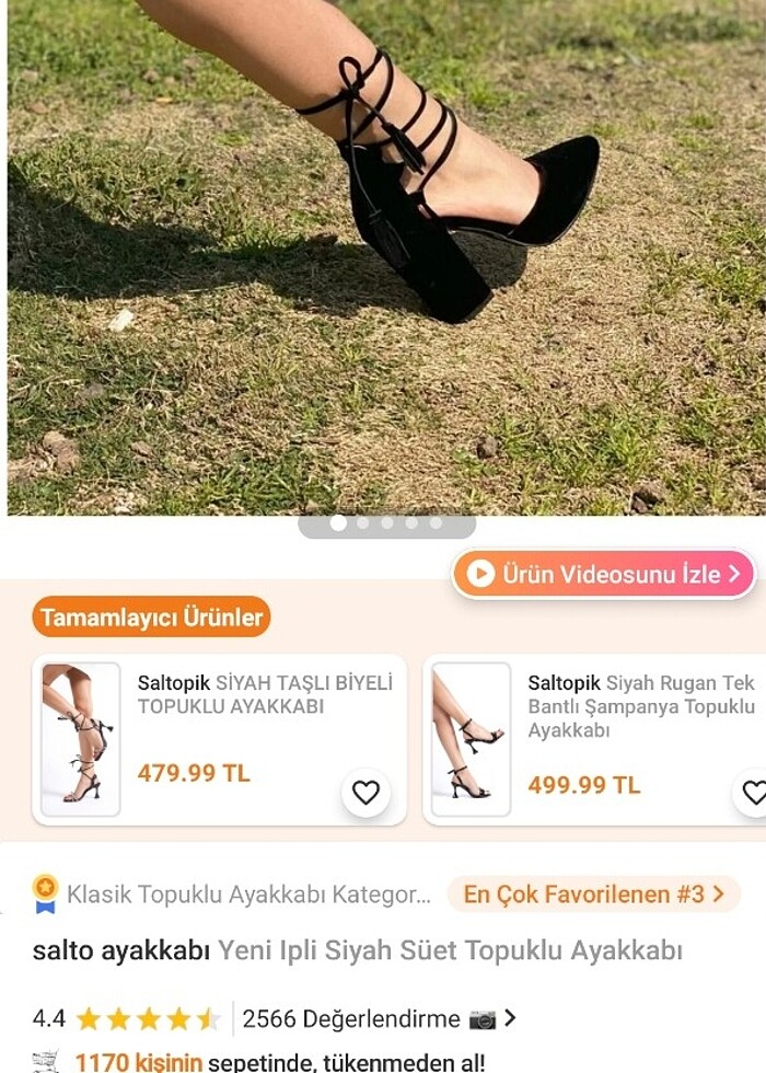 İpli siyah süet topuklu ayakkabı - Görsel 5