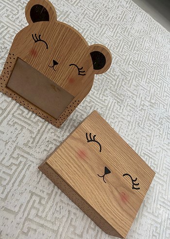 Ikea Ahşap Ayıcık takı kutusu ve çerçeve