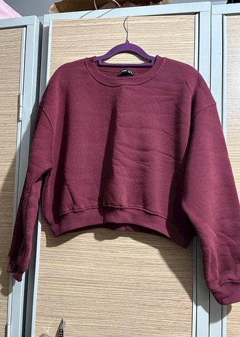 Bordo Kadın Sweatshirt Bisiklet Yaka