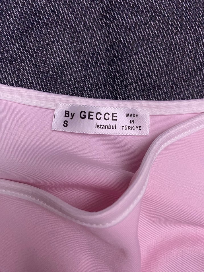 Pudra Pembe Tek Omuz Drapeli Uzun Elbise - Görsel 2