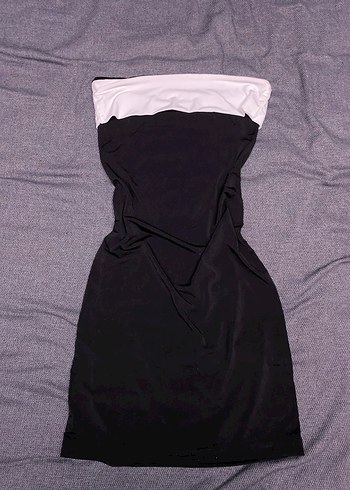 Siyah Beyaz Mini Elbise - Görsel 2