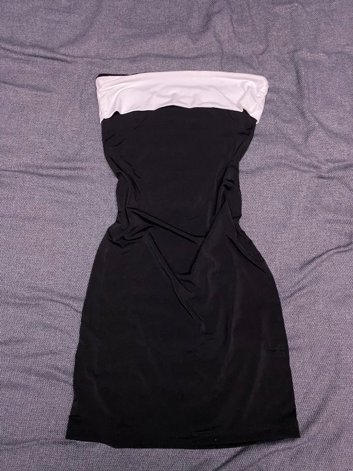 Siyah Beyaz Mini Elbise - Görsel 2