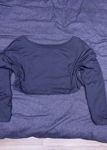 Gri Uzun Kollu Salaş Bluz omzu açık - Görsel 2