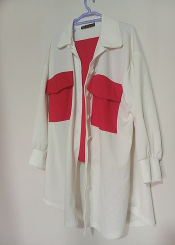 Parlak Kırmızi ikili pantolon gömlek takim - Görsel 2