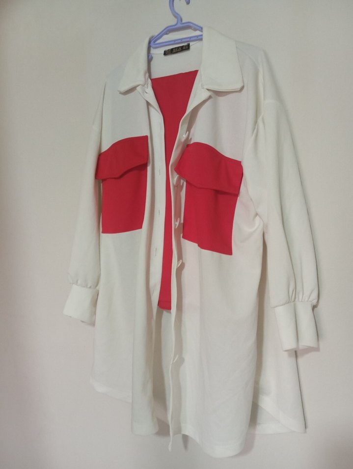 Parlak Kırmızi ikili pantolon gömlek takim - Görsel 2