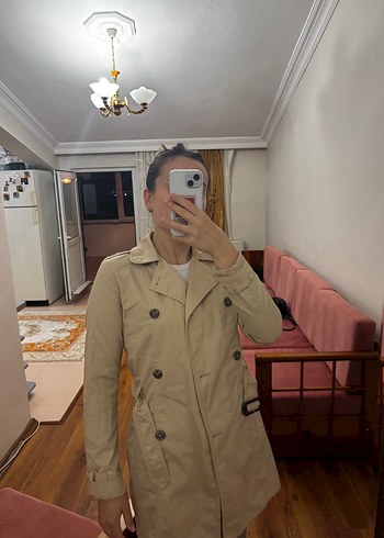 LC Waikiki Bej Midi Düğmeli Kadın Trençkot