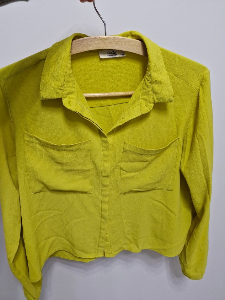 Sarı Düğmeli Uzun Kollu Gömlek - Görsel 2