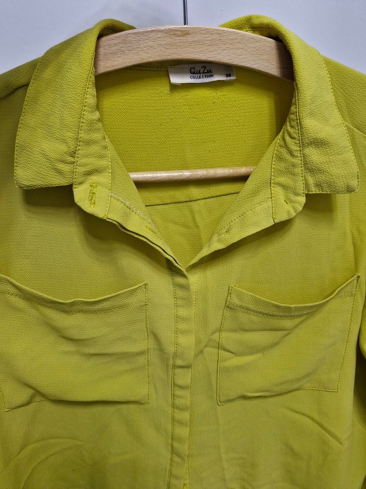 Sarı Düğmeli Uzun Kollu Gömlek - Görsel 4