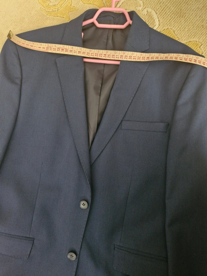 Erkek Koyu Mavi Düğmeli Ofis Takım Elbise Ceketi - Görsel 3