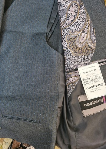 Erkek Gri Düğmeli Ofis Takım Elbise - Görsel 6